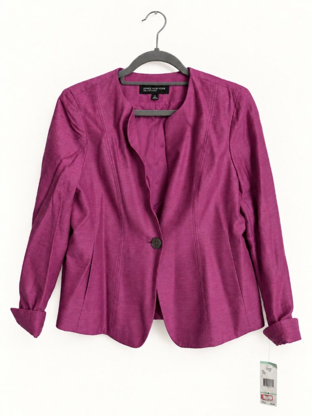 Jones New York Collection Tulip Pink Collarless Blazer NWT 8